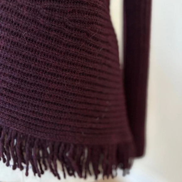 Marc Cain (German Brand) Sweater with Fringe in Deep Plum - NWT - Size Large - Picture 3 of 11